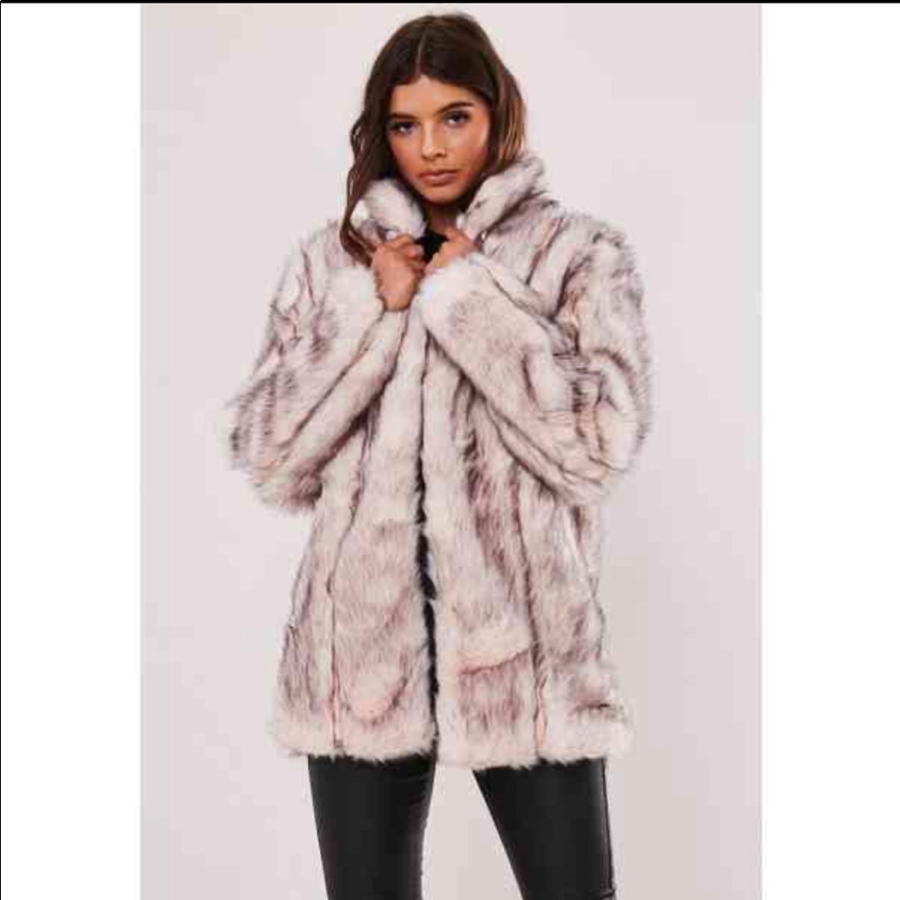 Blush pink faux fur coat